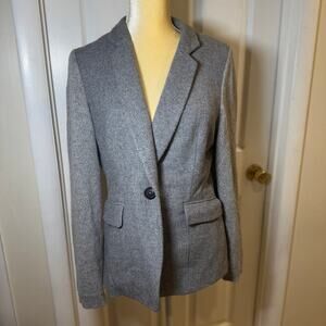 Peserico Single-Breasted Wool Silk Cashmere Blend Knit Sleeve Blazer Grey 44IT
